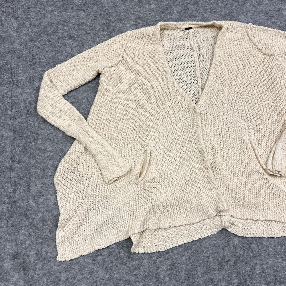 Free People Cardigan Sweater Womens S White Open Knit Lightweight Pockets Preppy - Picture 11 of 16